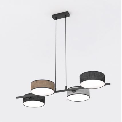 Hanglamp aan kabel DRUMZ 4xE14/10W/230V zwart/bruin/grijs