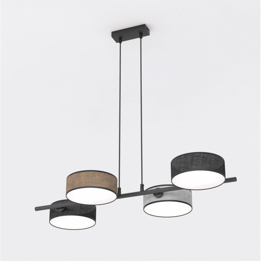 Hanglamp aan kabel DRUMZ 4xE14/10W/230V zwart/bruin/grijs