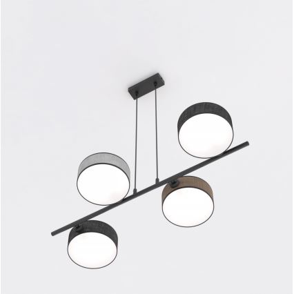 Hanglamp aan kabel DRUMZ 4xE14/10W/230V zwart/bruin/grijs