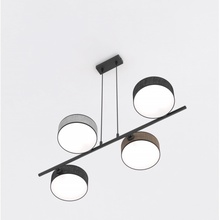 Hanglamp aan kabel DRUMZ 4xE14/10W/230V zwart/bruin/grijs