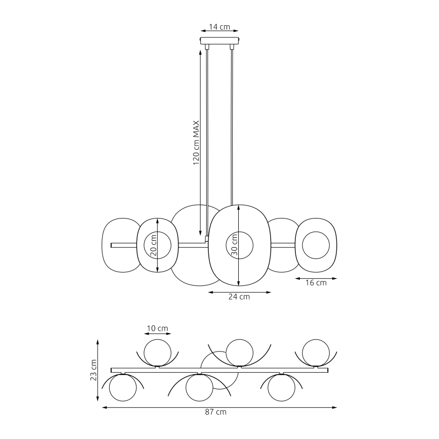 Hanglamp aan kabel ELEMENTI 6xG9/8W/230V grijs