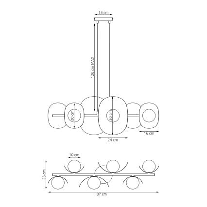 Hanglamp aan kabel ELEMENTI 6xG9/8W/230V wit