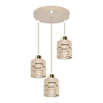 Hanglamp aan kabel ELEN 3xE27/35W/230V Ø 29 cm beige/goud