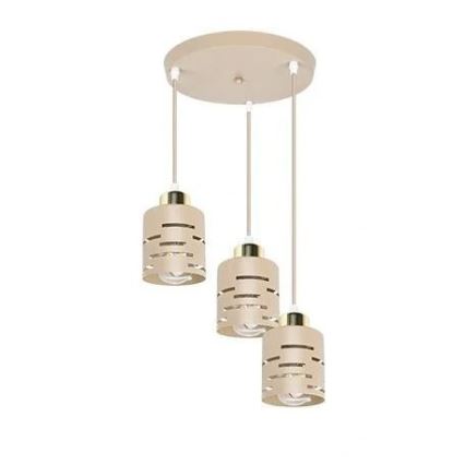 Hanglamp aan kabel ELEN 3xE27/35W/230V Ø 29 cm beige/goud