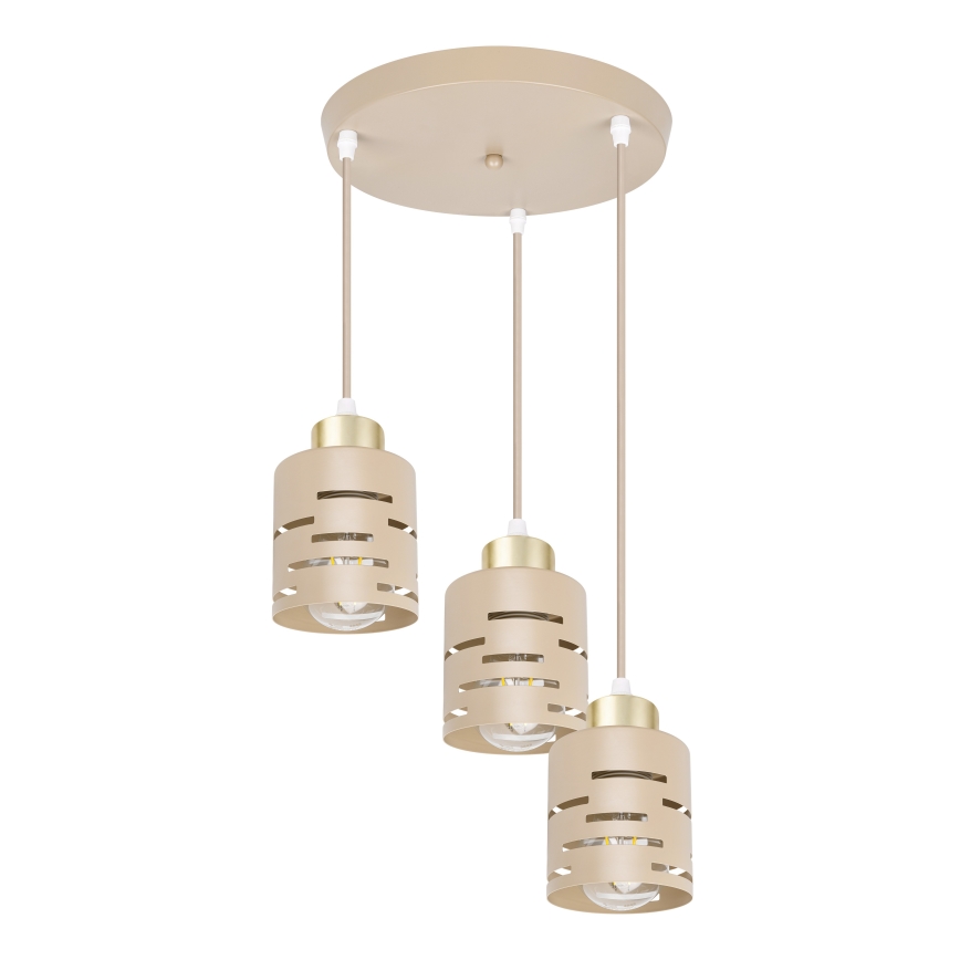 Hanglamp aan kabel ELEN 3xE27/35W/230V Ø 29 cm beige/goud