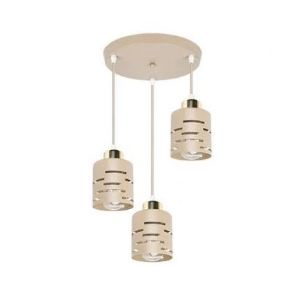 Hanglamp aan kabel ELEN 3xE27/35W/230V Ø 29 cm beige/goud
