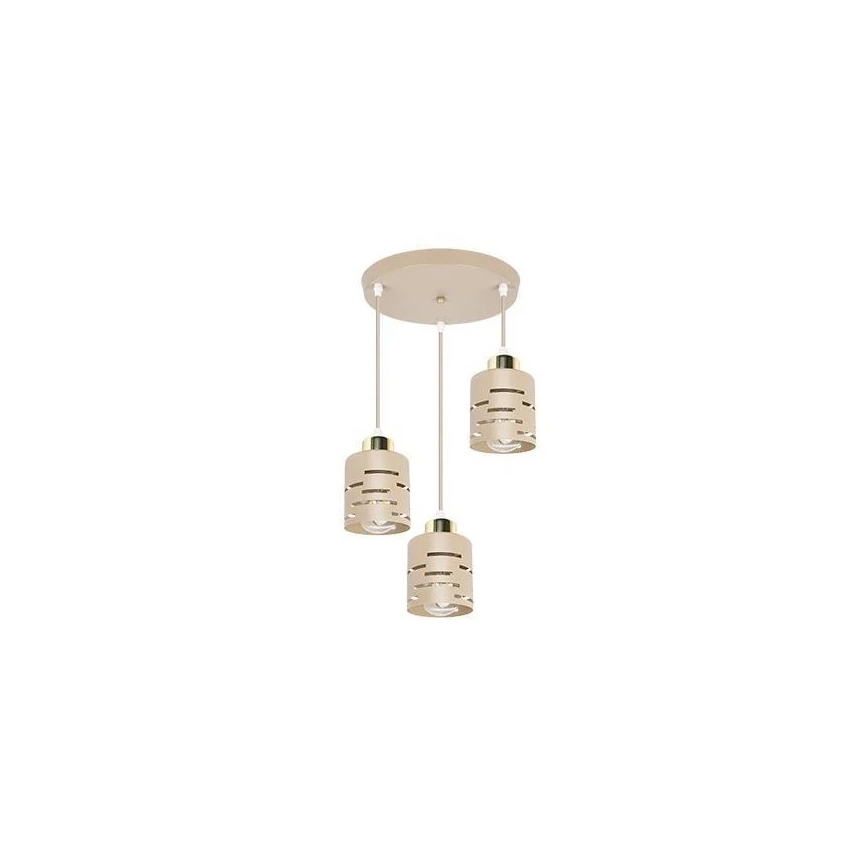Hanglamp aan kabel ELEN 3xE27/35W/230V Ø 29 cm beige/goud