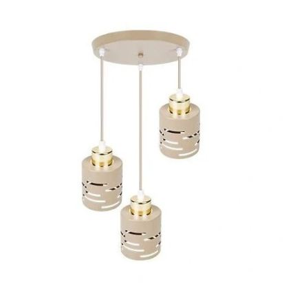 Hanglamp aan kabel ELEN 3xE27/35W/230V Ø 29 cm beige/goud