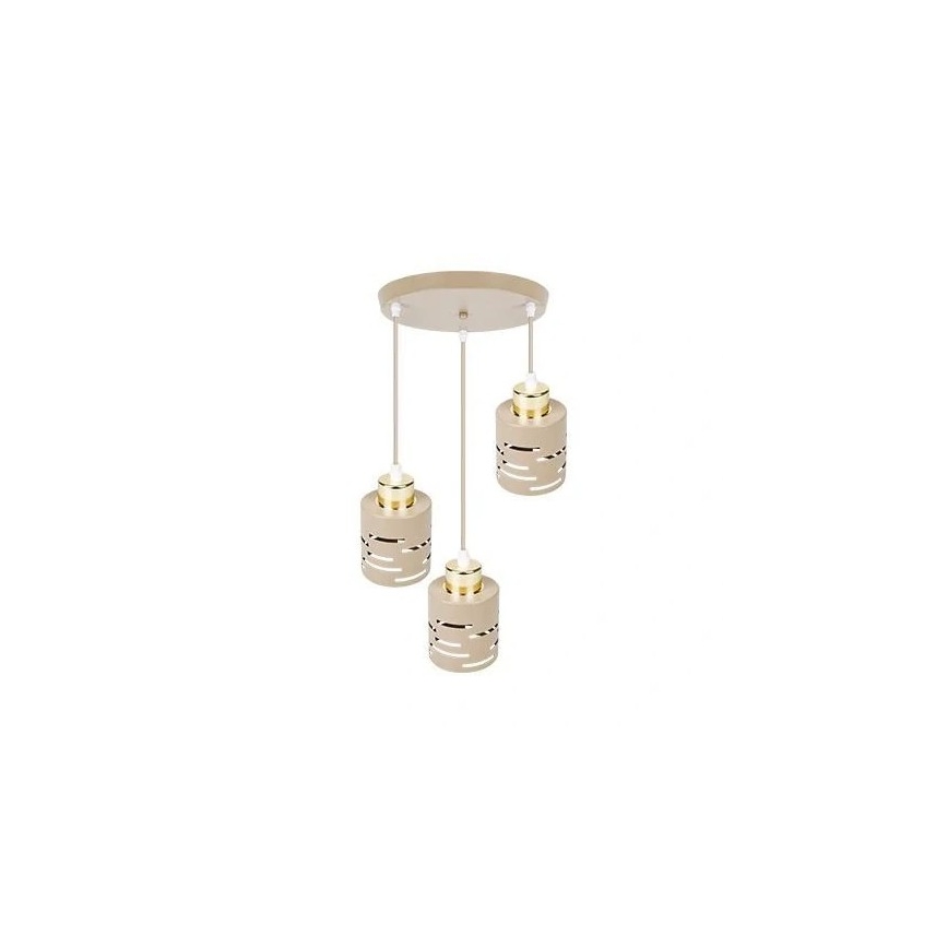 Hanglamp aan kabel ELEN 3xE27/35W/230V Ø 29 cm beige/goud