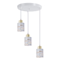 Hanglamp aan kabel ELEN 3xE27/35W/230V Ø 29 cm wit/goud