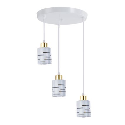 Hanglamp aan kabel ELEN 3xE27/35W/230V Ø 29 cm wit/goud