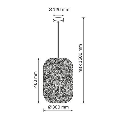 Hanglamp aan kabel ELLEN 1xE27/20W/230V Ø 30 cm antraciet