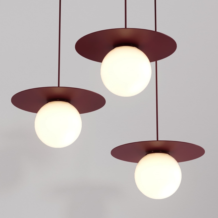 Hanglamp aan kabel FLAT 3xE27/15W/230V bordeaux