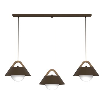 Hanglamp aan kabel FUNDA 3xE27/15W/230V bruin