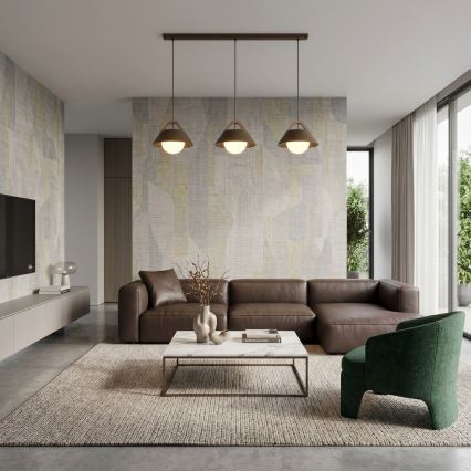 Hanglamp aan kabel FUNDA 3xE27/15W/230V bruin