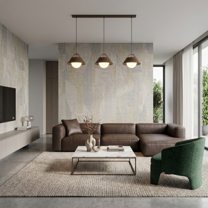 Hanglamp aan kabel FUNDA 3xE27/15W/230V bruin