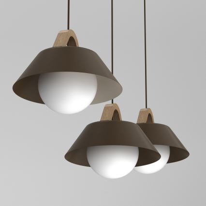 Hanglamp aan kabel FUNDA 3xE27/15W/230V bruin