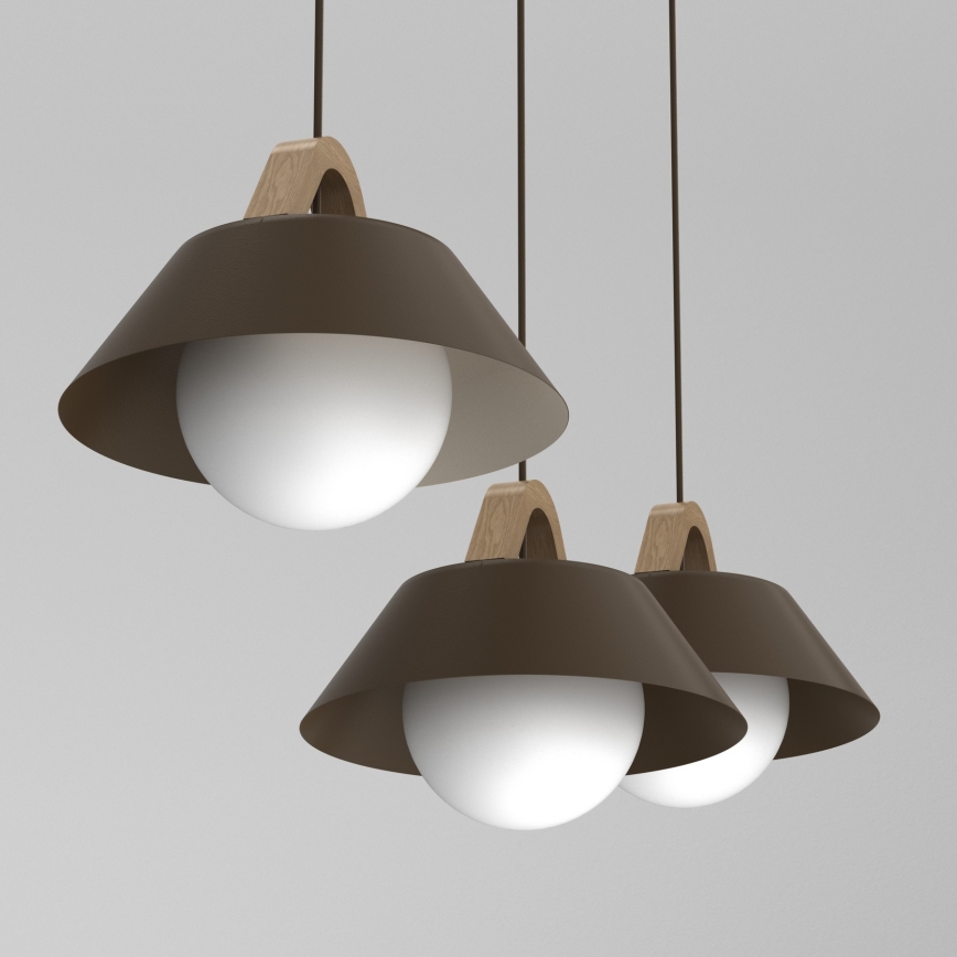 Hanglamp aan kabel FUNDA 3xE27/15W/230V bruin