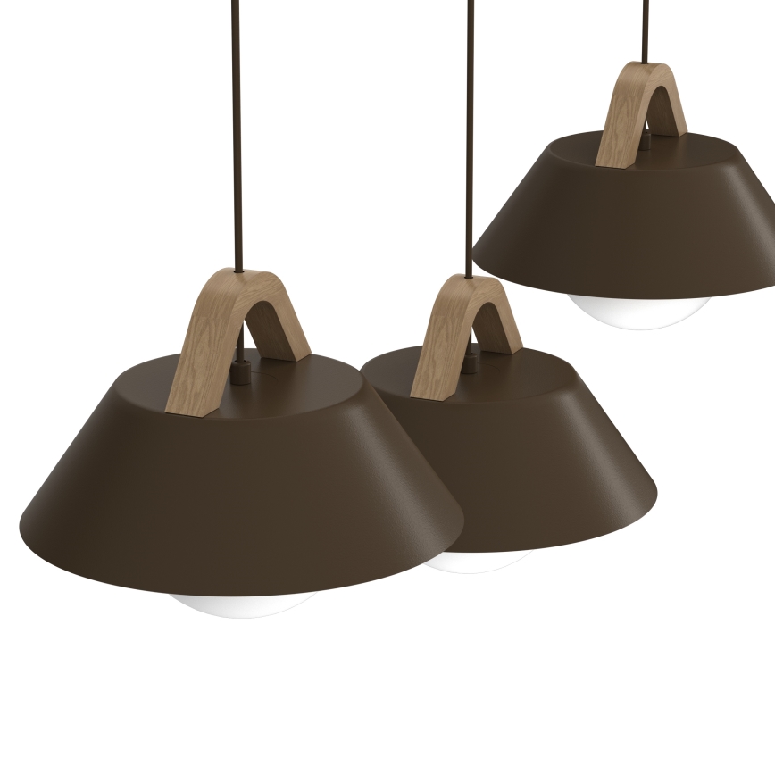Hanglamp aan kabel FUNDA 3xE27/15W/230V bruin
