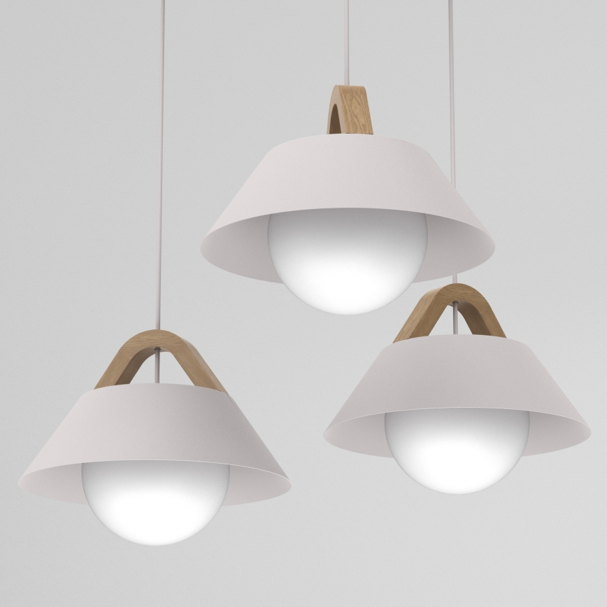 Hanglamp aan kabel FUNDA 3xE27/15W/230V crème