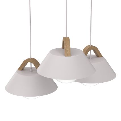 Hanglamp aan kabel FUNDA 3xE27/15W/230V crème