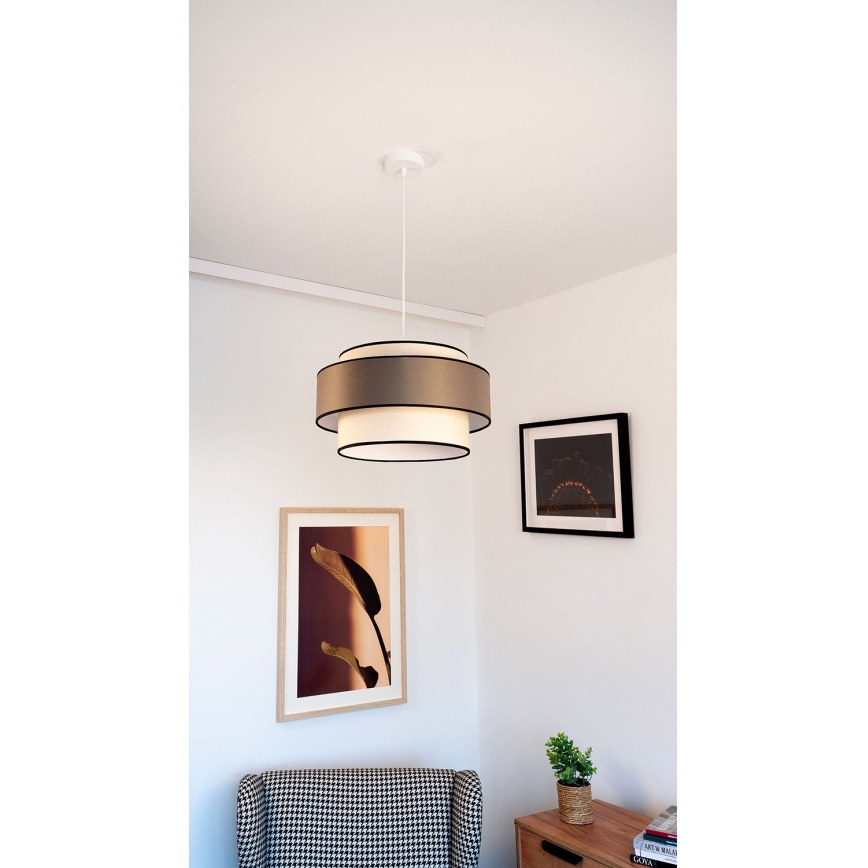 Hanglamp aan kabel GRACE 1xE27/60W/230V Ø 40 cm crème/grijs
