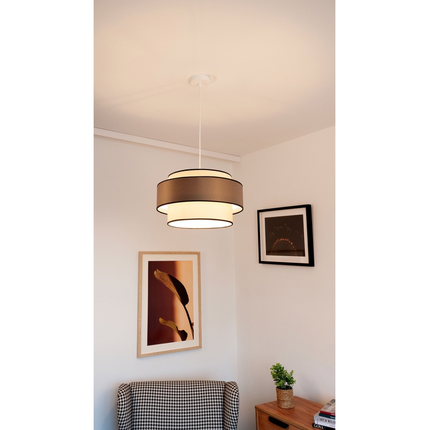 Hanglamp aan kabel GRACE 1xE27/60W/230V Ø 40 cm crème/grijs