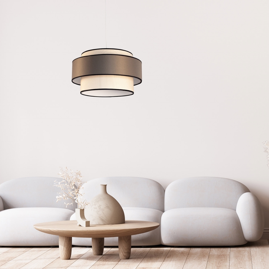 Hanglamp aan kabel GRACE 1xE27/60W/230V Ø 40 cm crème/grijs