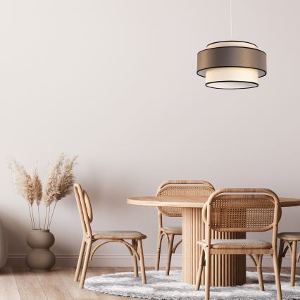 Hanglamp aan kabel GRACE 1xE27/60W/230V Ø 40 cm crème/grijs
