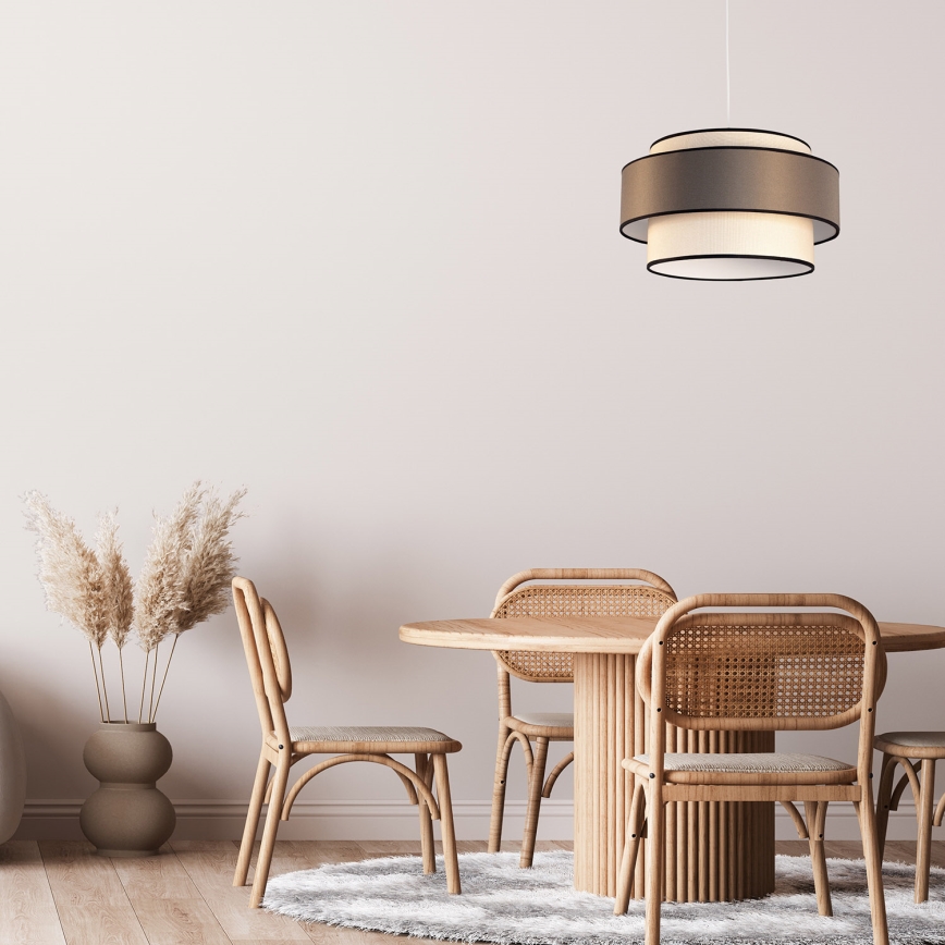Hanglamp aan kabel GRACE 1xE27/60W/230V Ø 40 cm crème/grijs