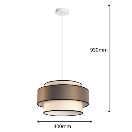 Hanglamp aan kabel GRACE 1xE27/60W/230V Ø 40 cm crème/grijs