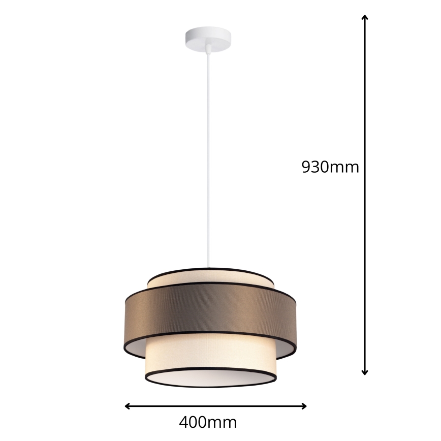 Hanglamp aan kabel GRACE 1xE27/60W/230V Ø 40 cm crème/grijs