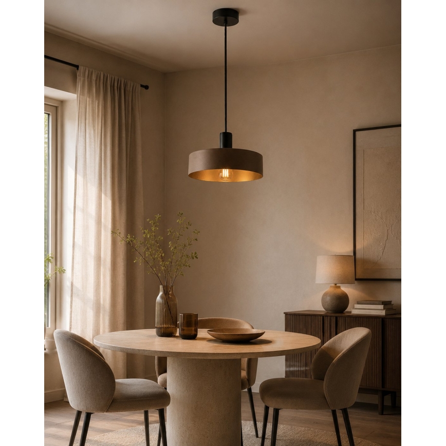 Hanglamp aan kabel HAKI 1xE27/60W/230V bruin/zwart