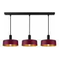 Hanglamp aan kabel HAKI 3xE27/60W/230V wijnrood/zwart