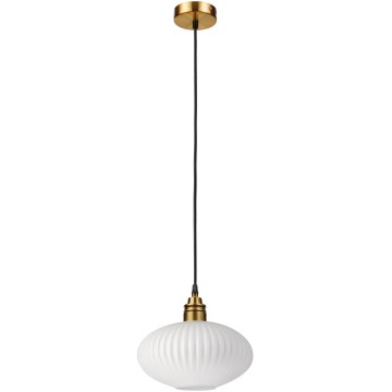 Hanglamp aan kabel HECTOR 1xE27/15W/230V wit/messing Ø 25 cm