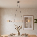 Hanglamp aan kabel HELIX 2xE27/15W/230V zwart/dennenhout
