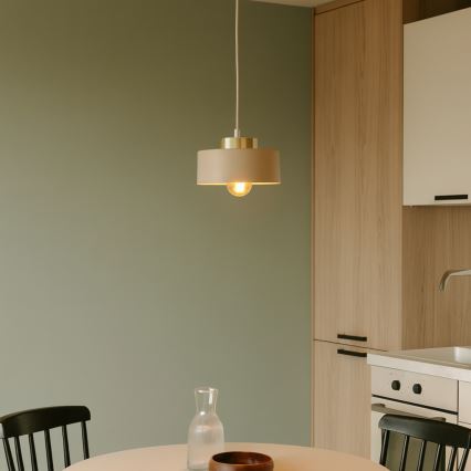 Hanglamp aan kabel IGNIA 1xE27/60W/230V beige/goud