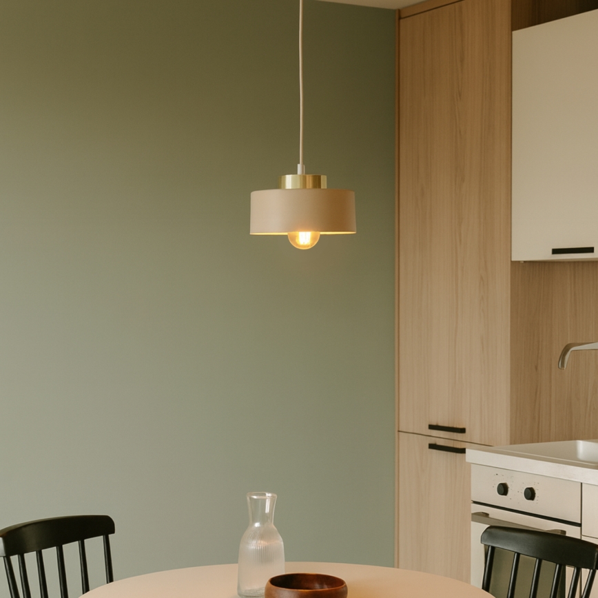 Hanglamp aan kabel IGNIA 1xE27/60W/230V beige/goud