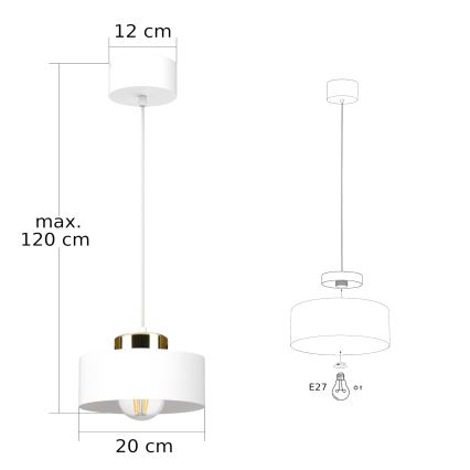 Hanglamp aan kabel IGNIA 1xE27/60W/230V wit/goud