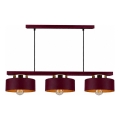 Hanglamp aan kabel IGNIA 3xE27/60W/230V wijnrood/goud
