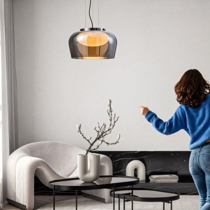 Hanglamp aan kabel INSIEME 1xGX53/10W/230V Ø 38 cm rookzwart