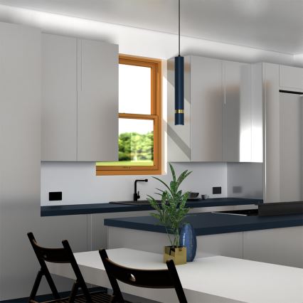 Hanglamp aan kabel JOKER 1xGU10/25W/230V blauw/goud