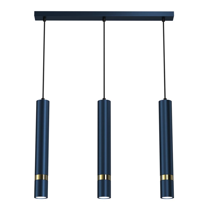 Hanglamp aan kabel JOKER 3xGU10/25W/230V blauw/goud