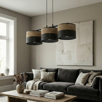 Hanglamp aan kabel KARBON 3x E27/15W/230V zwart/bruin