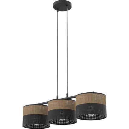 Hanglamp aan kabel KARBON 3x E27/15W/230V zwart/bruin