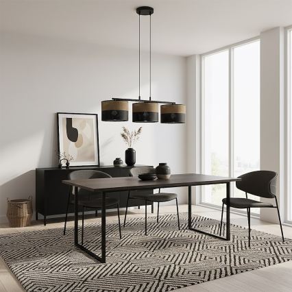 Hanglamp aan kabel KARBON 3x E27/15W/230V zwart/bruin