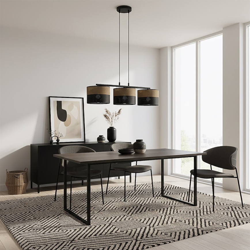 Hanglamp aan kabel KARBON 3x E27/15W/230V zwart/bruin