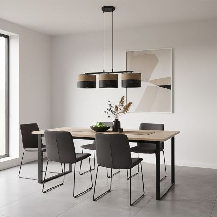 Hanglamp aan kabel KARBON 3x E27/15W/230V zwart/bruin