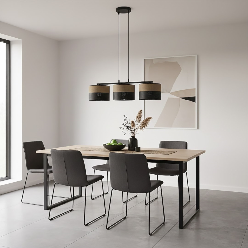 Hanglamp aan kabel KARBON 3x E27/15W/230V zwart/bruin