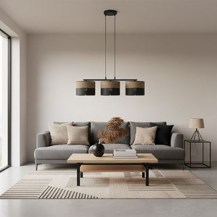 Hanglamp aan kabel KARBON 3x E27/15W/230V zwart/bruin